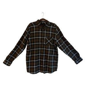Men’s XXL Volcom flannel long sleeve men’s button-down shirt in brown plaid